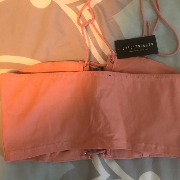 Pink tie up crop top - Picture 2 of 2